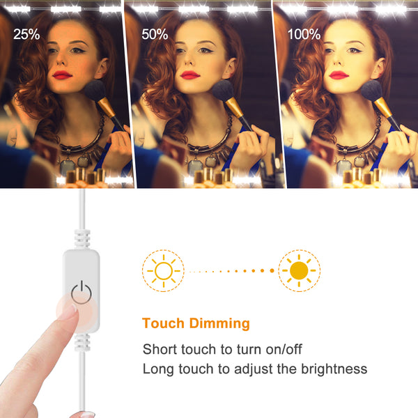 DIY Hollywood Style LED Vanity Mirror Lights Kit Dimmable Lighting, 10FT/20W-60leds, Daylight White, Waterproof IP67 Under Cabinet Lighting, Kitchen Lighting with dimmable and power supply